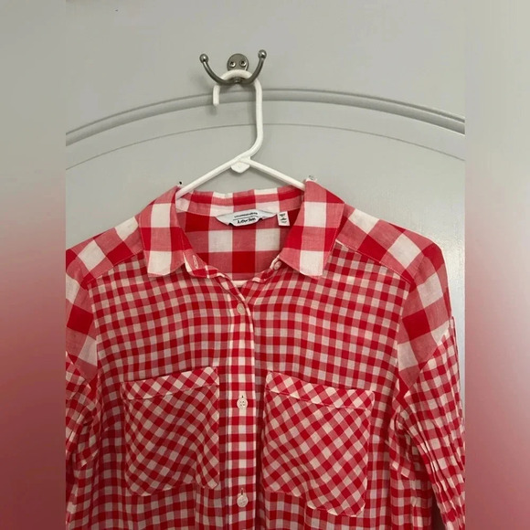 & Other Stories Red and White Gingham Print Button Down Blouse sz 4 - Picture 3 of 9